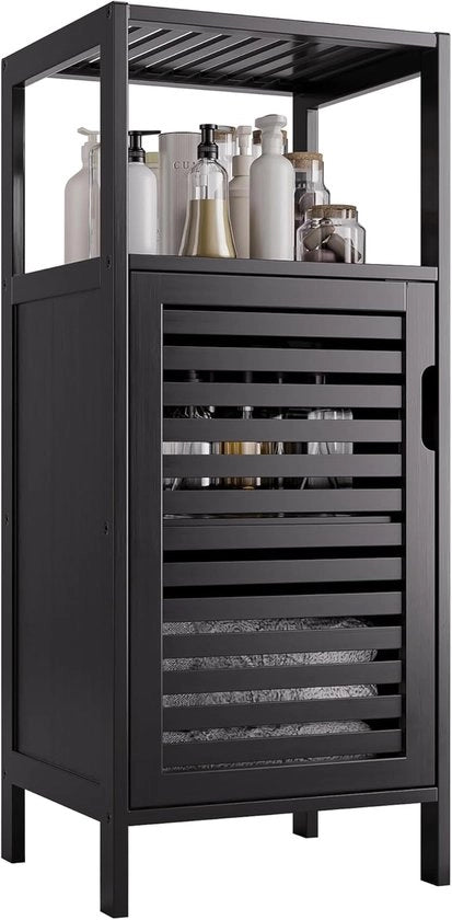 Cassa da bagno in piedi - spazia risparmiatore - 4 strati - nero - bambù