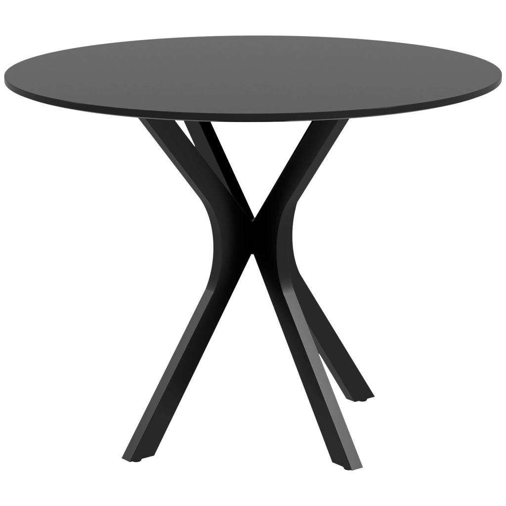 Tavolo da pranzo rotondo moderno ¨C Xylo ¨C acciaio nero MDF ?100x75cm 4 persone