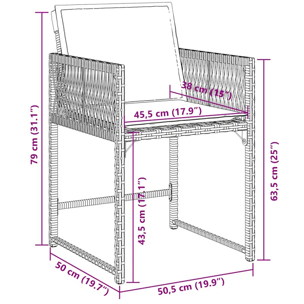 Set da Pranzo da Giardino 11pz con Cuscini in Polyrattan Grigio