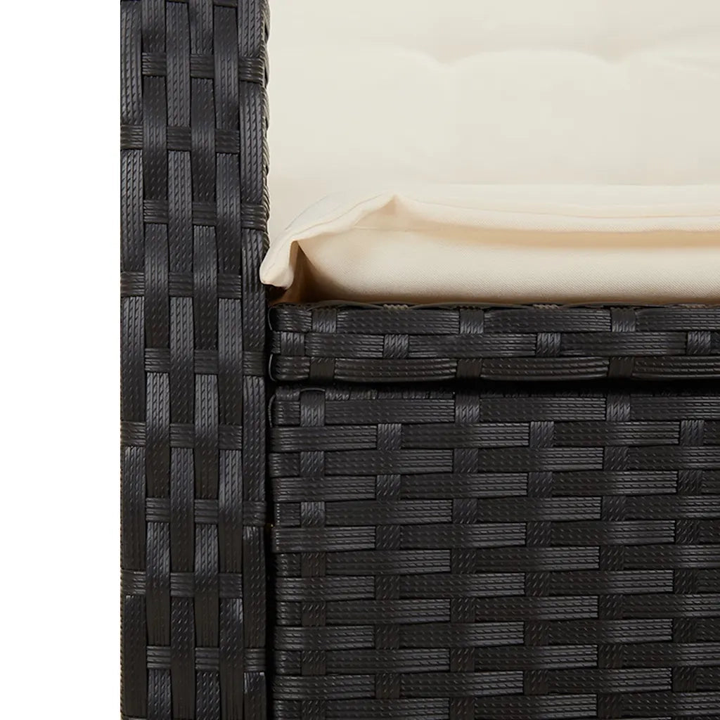 Set da Pranzo da Giardino 9 pz con Cuscini Nero in Polyrattan 3212228