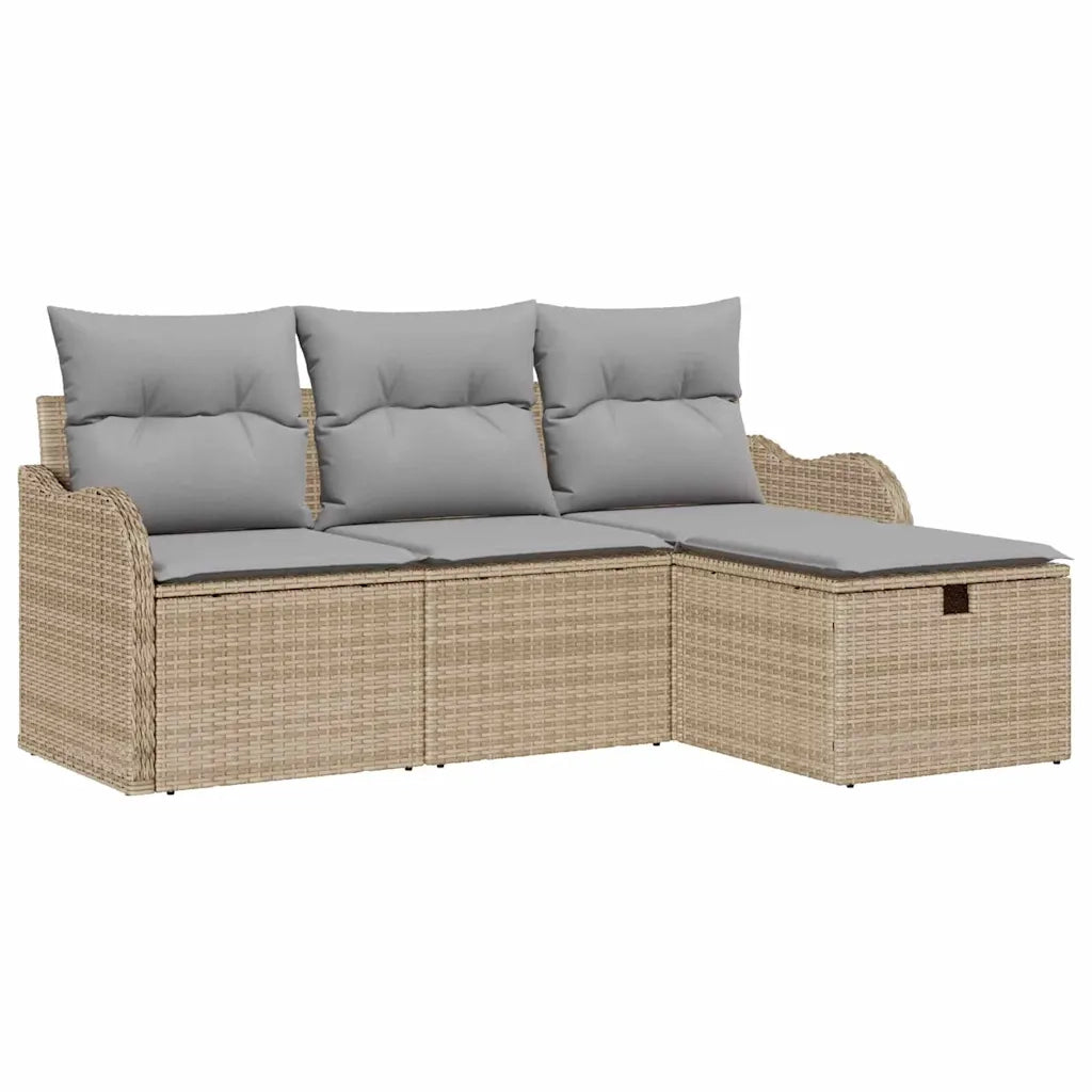 Set Divano da Giardino 4 pcs Beige e Grigio Chiaro polyrattan 3358949