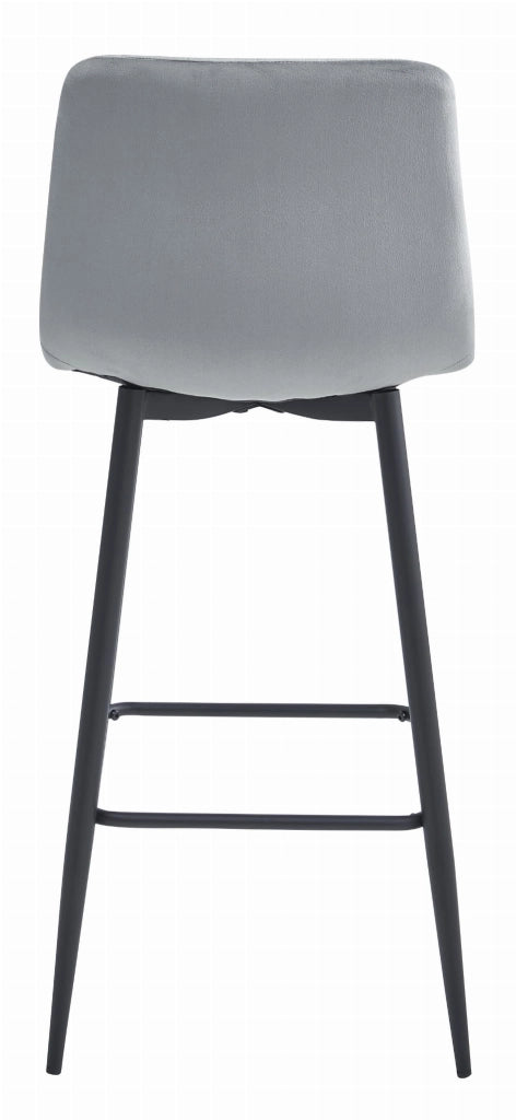 Sgabello da bar VALORA POZZA - Velluto grigio argento con gambe nere x 4