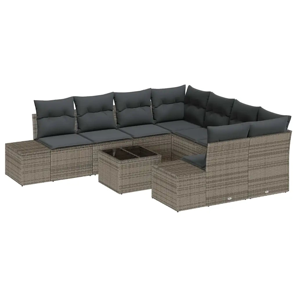 Set Divano da Giardino con cuscino 9 pcs Grigio polyrattan 3346999