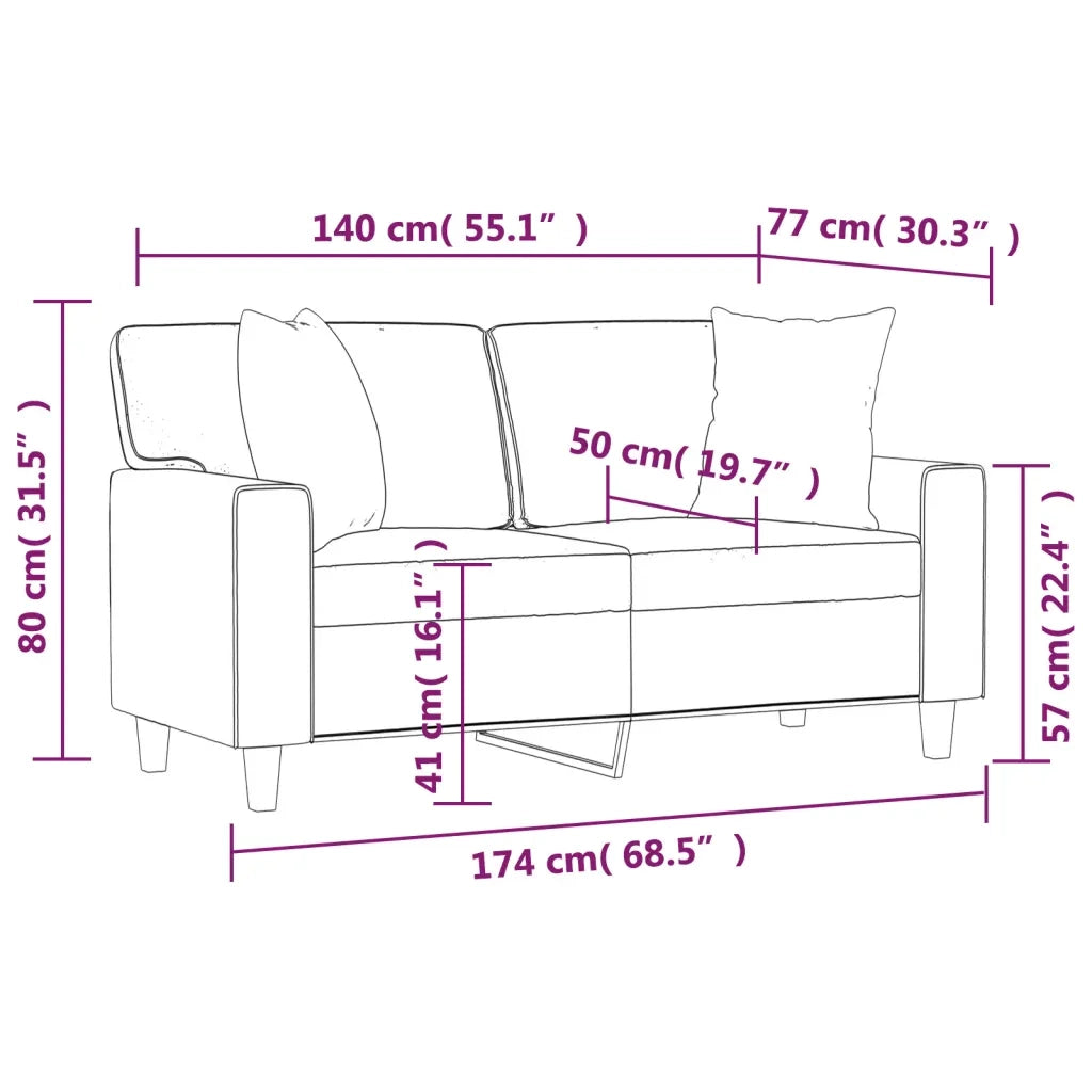 Divano a 2 Posti con Cuscini-Sofa 2 Posti con Cuscini Nero 140 cm in Similpelle 540025
