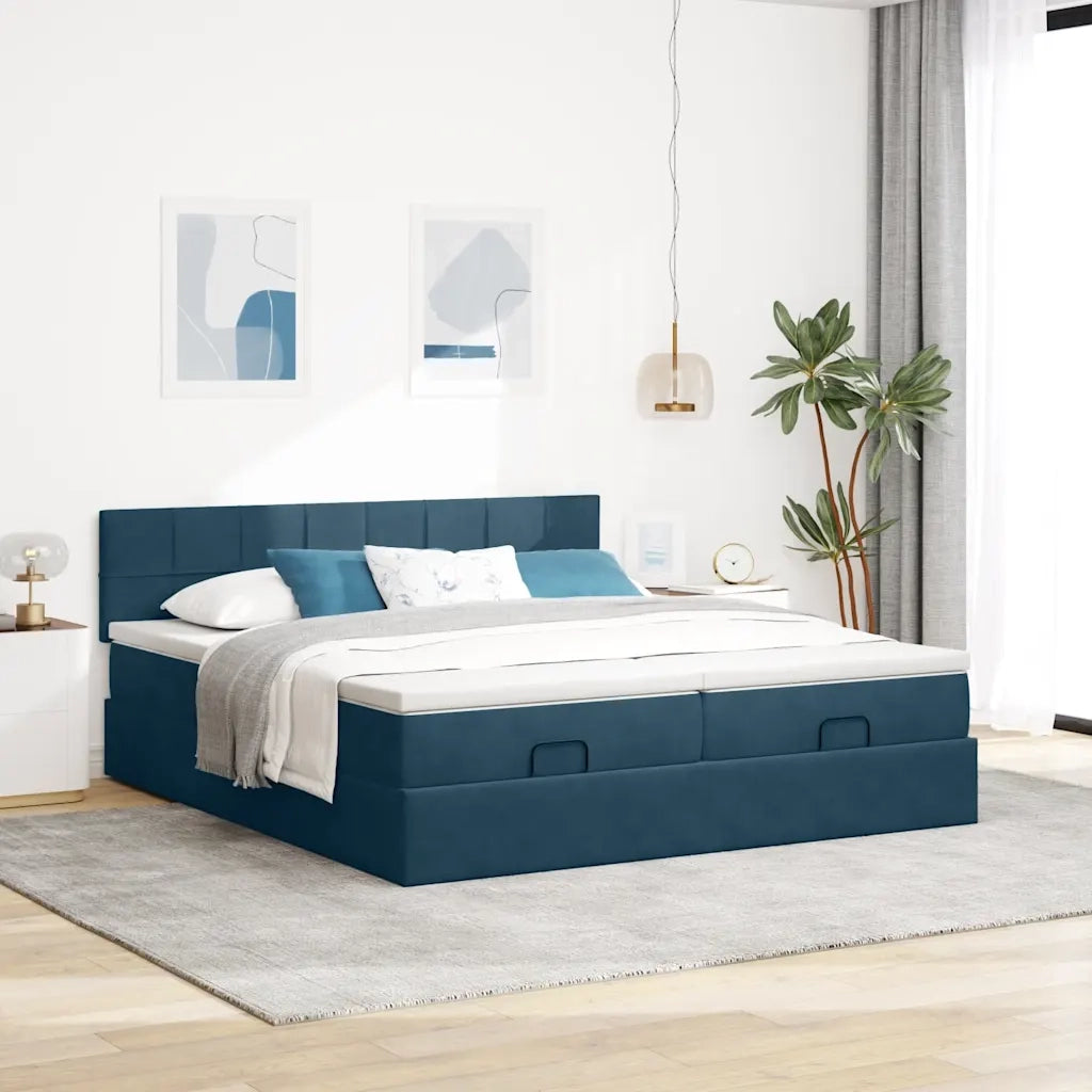 Struttura Letto Pouf con Materassi 180x200 cm Velluto 3312078