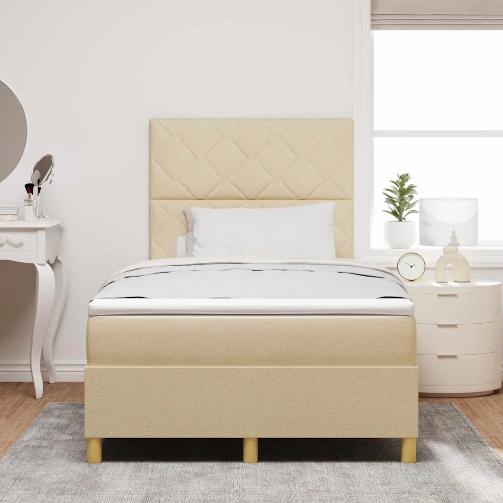 Letto a Sorgente LED con materasso Crema 120 x 190 cm Tessuto 3343164