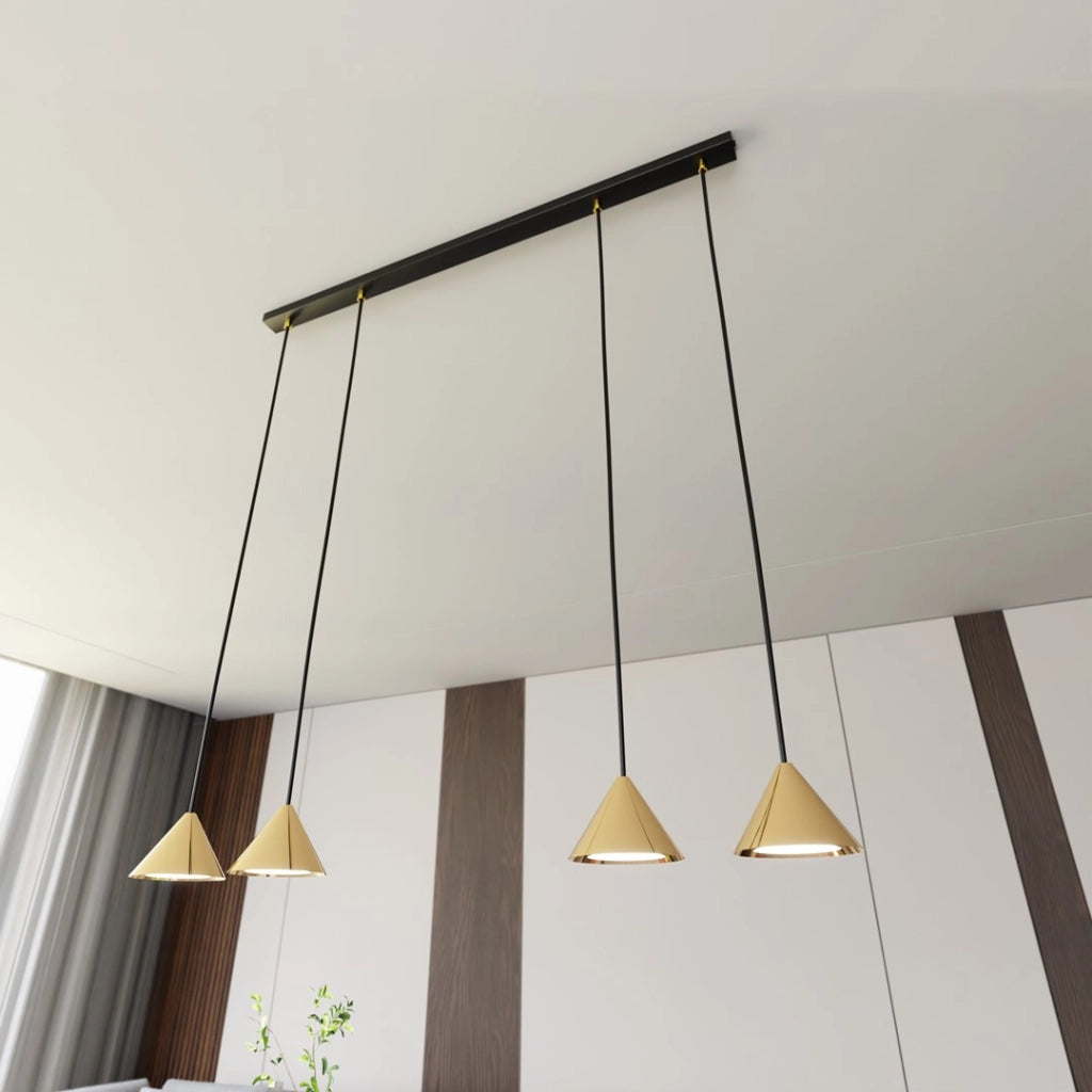 Lampada a sospensione Emibig ELIT barra nera oro 4xGX53