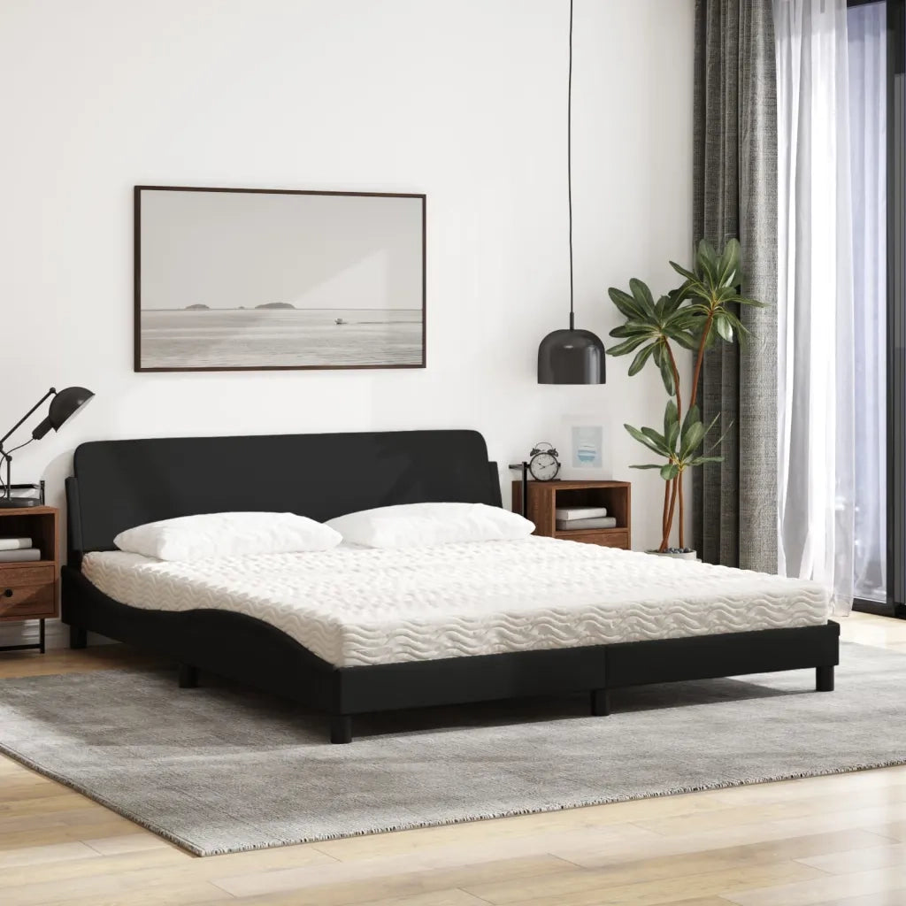 Letto con Materasso Dover Nero 180x200 cm in Tessuto
