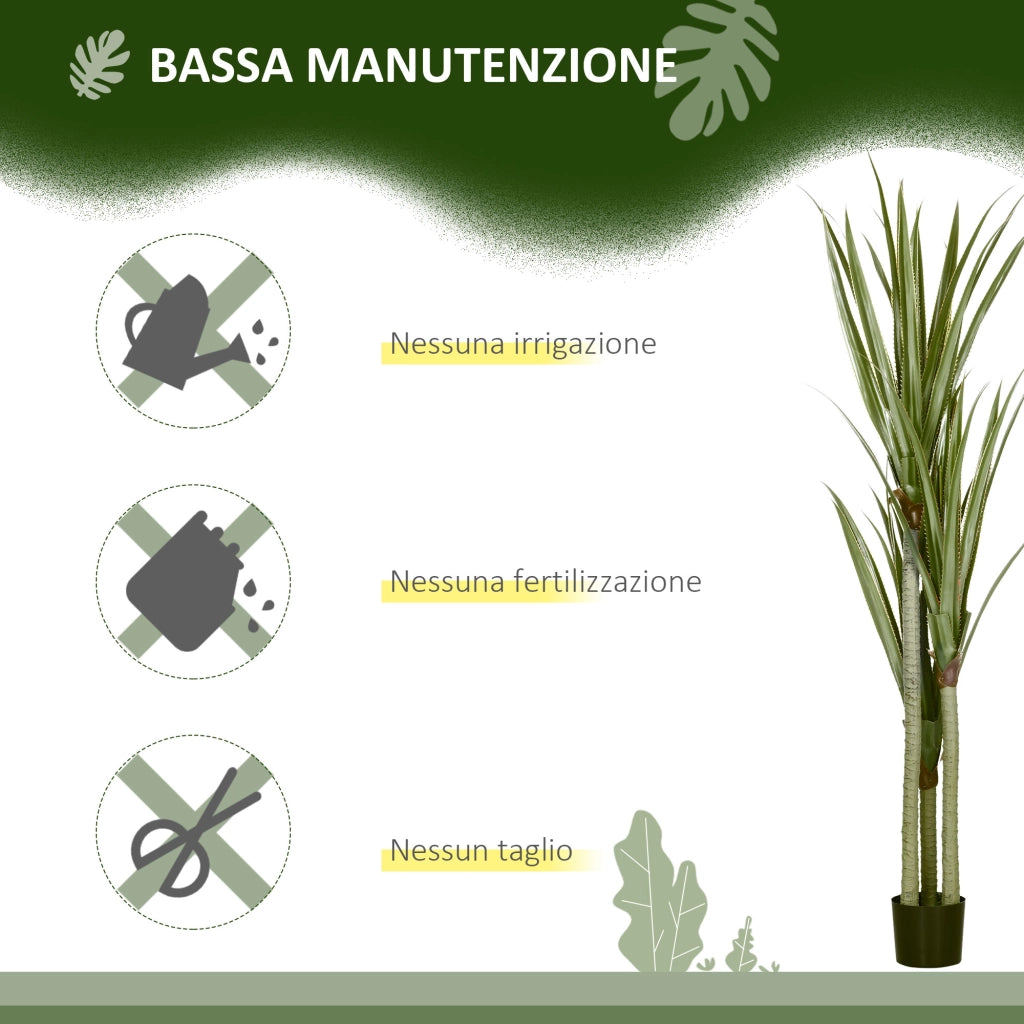 Pianta Artificiale Yucca ¨C Minimal ¨C 190 cm, Vaso PEVA e Cemento