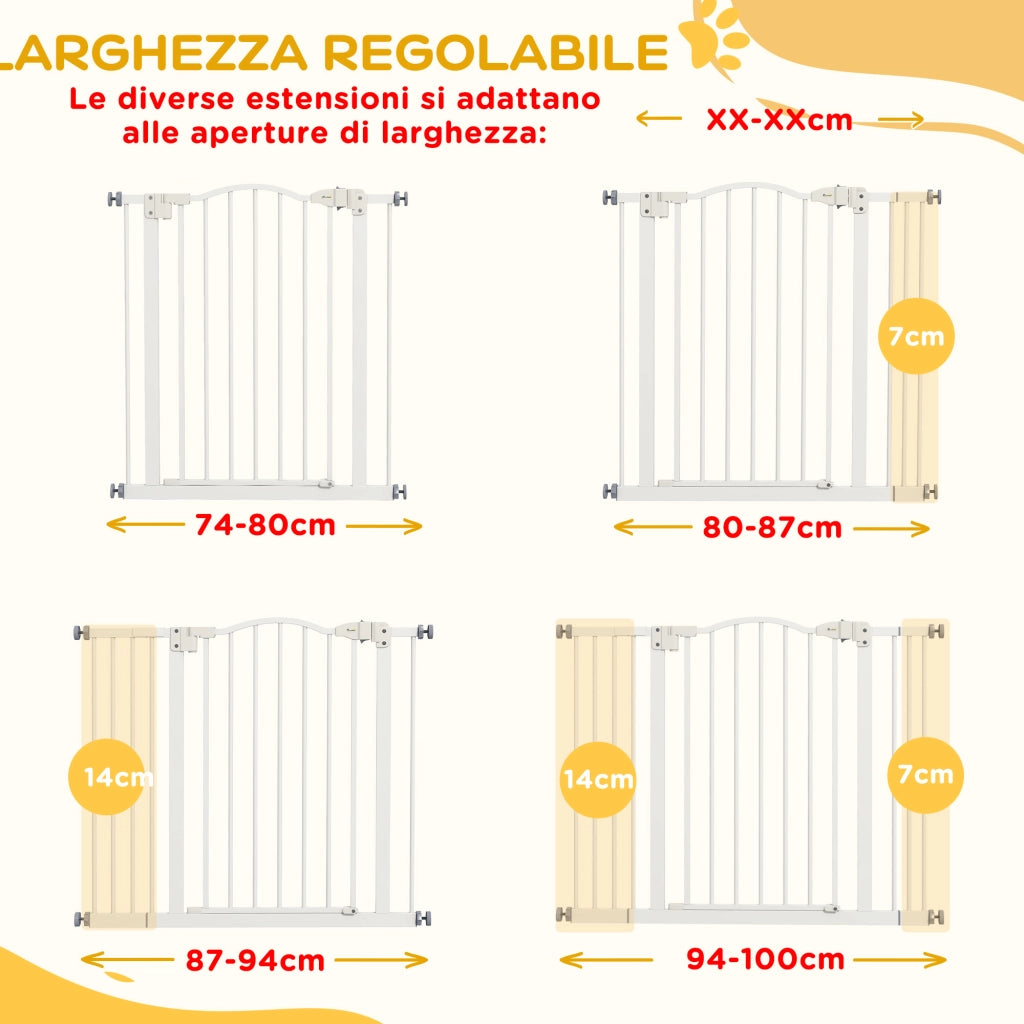 Cancelletto per Cani Estensibile ¨C Minimal ¨C Bianco, Metallo e Plastica, 74-100x78 cm