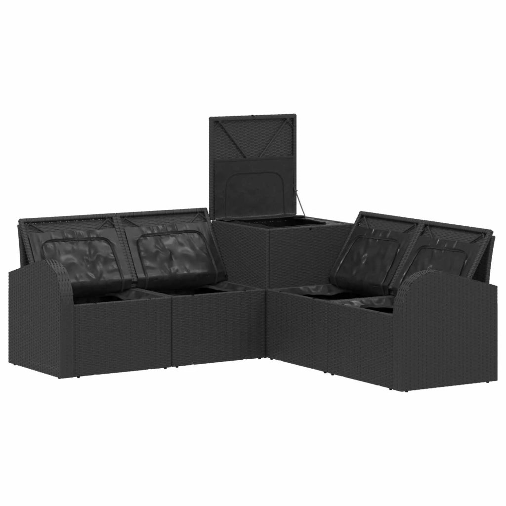 Set di divani 5 pz Nero e Bianco Crema 3447772