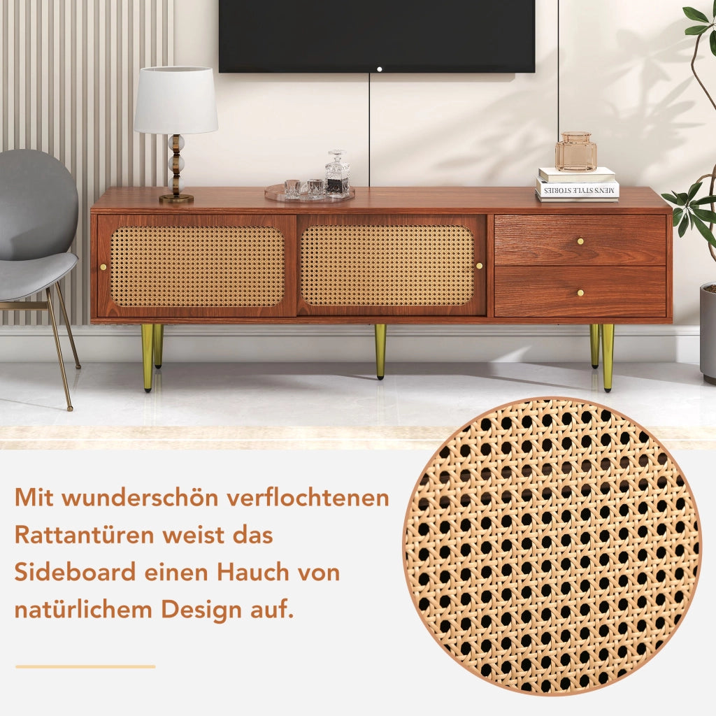 Cassettiera per TV noce MDF lunghezza 160 cm