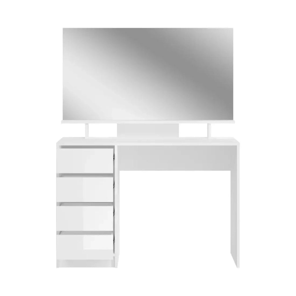 Toilettista ESTRELLA bianca con specchio – 110 cm, 4 cassetti, stile classico