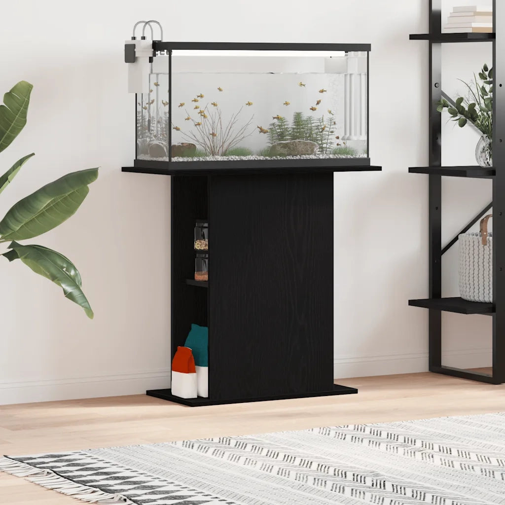vidaXL Supporto per Acquario Rovere Nero 75x36x72,5 cm in Legno Aggregato