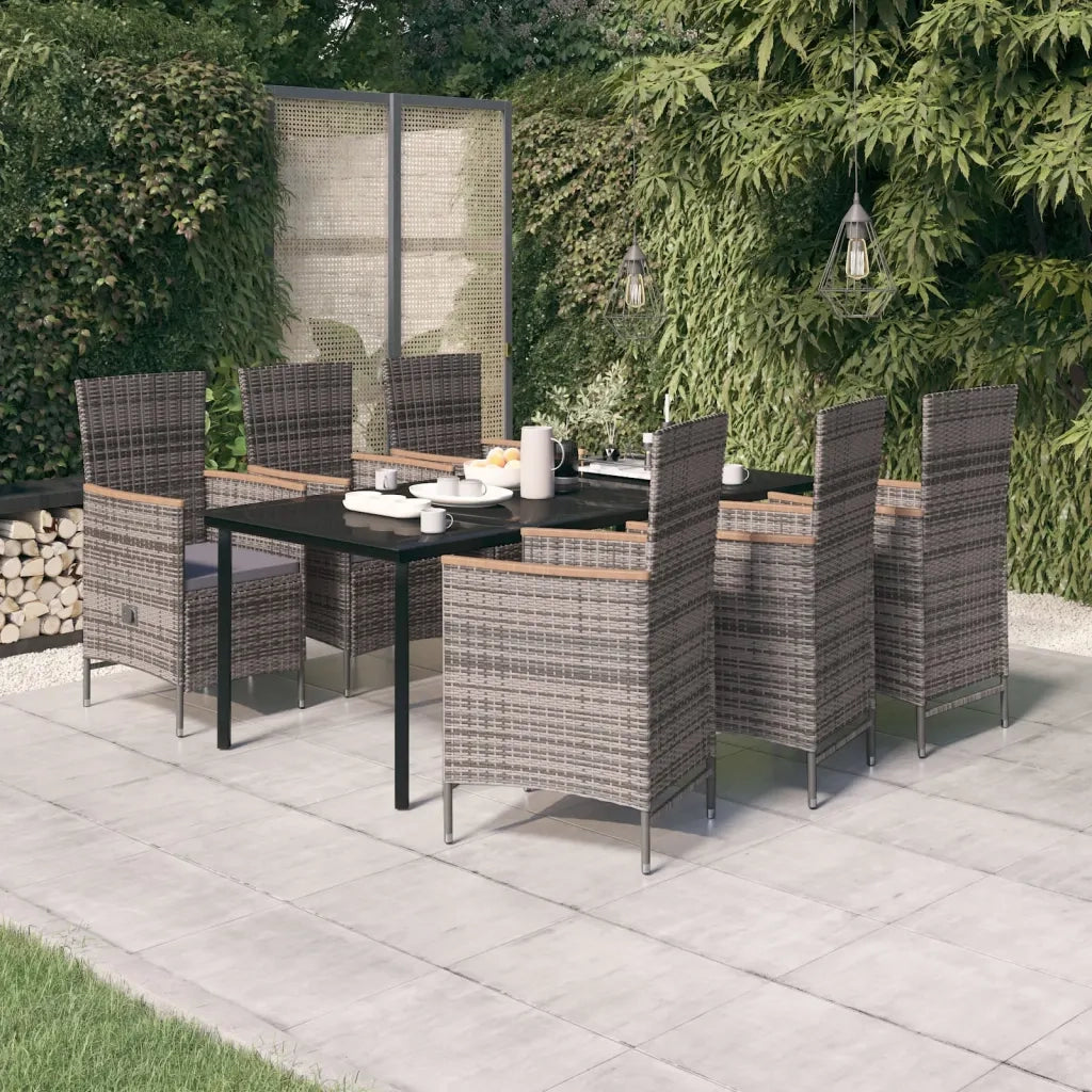 Set da Pranzo da Giardino 7 pz con Cuscini Grigio 3099435