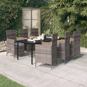 Set da Pranzo da Giardino 7 pz con Cuscini Grigio 3099435
