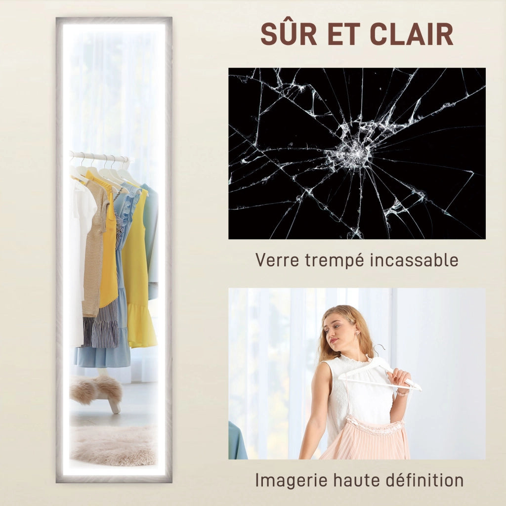 Specchio da Parete Illuminato LED ¨C zephmum ¨C Grigio 40x160 cm