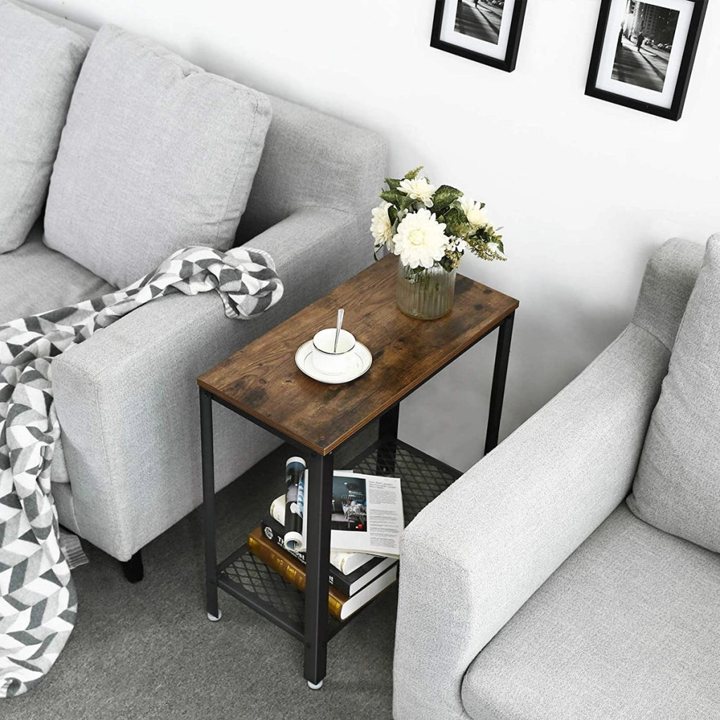 Console ingresso industriale compatta in truciolato e metallo 60x30x60 cm