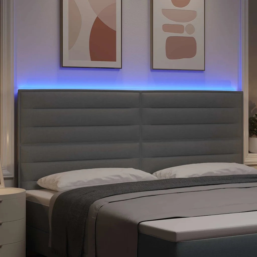 Testiera LED con strisce LED Grigio chiaro 200 cm Tessuto 3338307