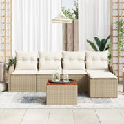 Set Divano da Giardino con cuscino 6 pcs Beige polyrattan 3347442