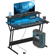 Scrivania Gaming con LED e Ripiani 100x60 cm ¨C Minimal ¨C Nero