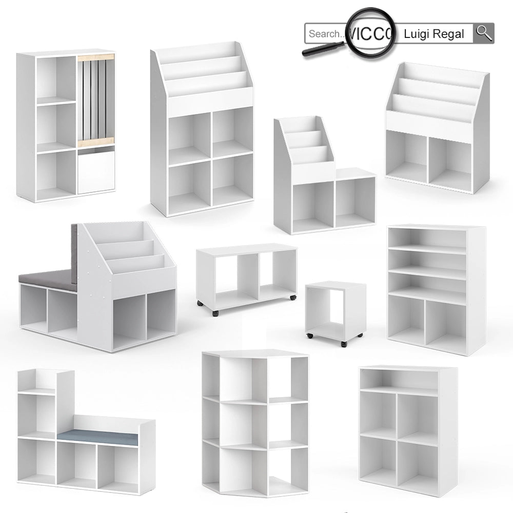 Vicco Libreria bambini Bianco 30.9 x 79 cm Mini, con 2 scatole pieghevoli opt.2