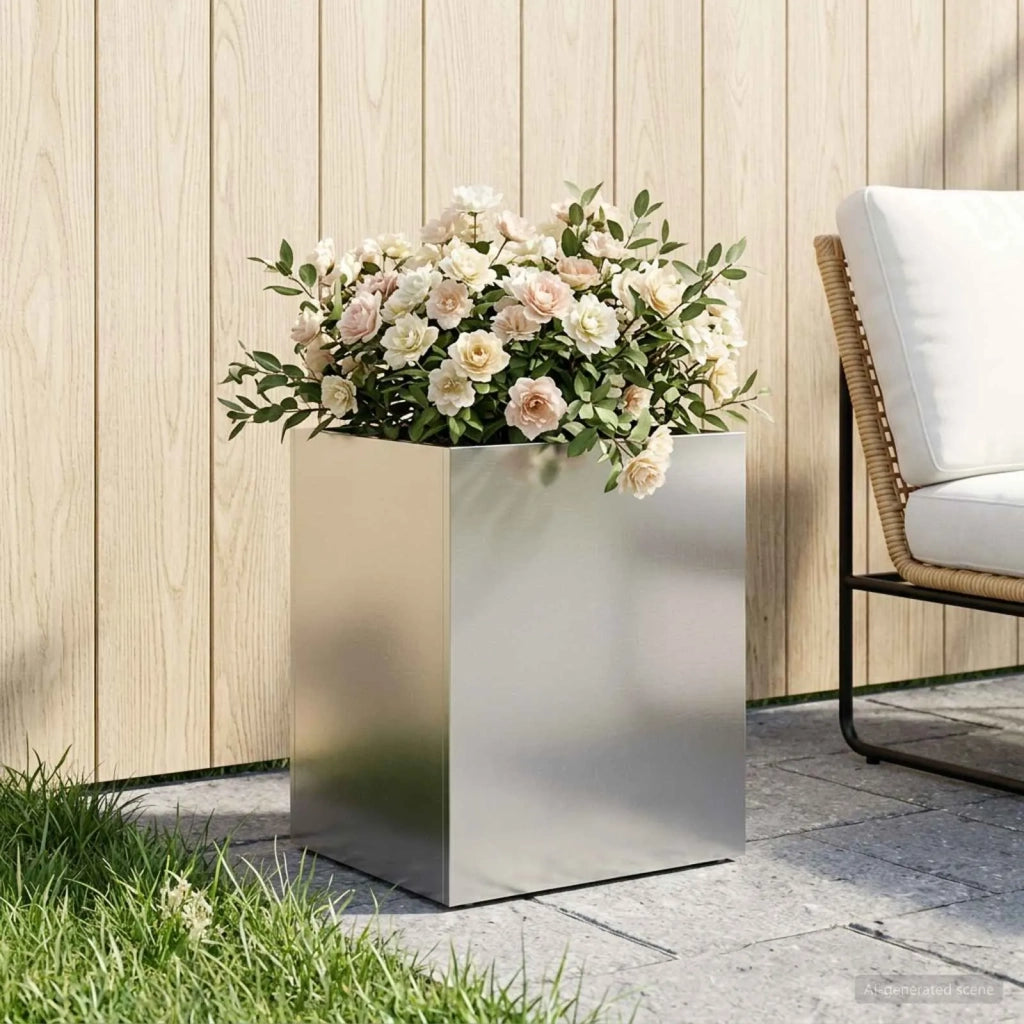 Vaso da giardino Argento 40 x 30 x 40 cm Acciaio Inox 8005478