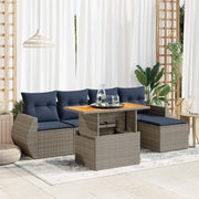Set Divano da Giardino 6 pz con Cuscini Grigio in Polyrattan 3327253