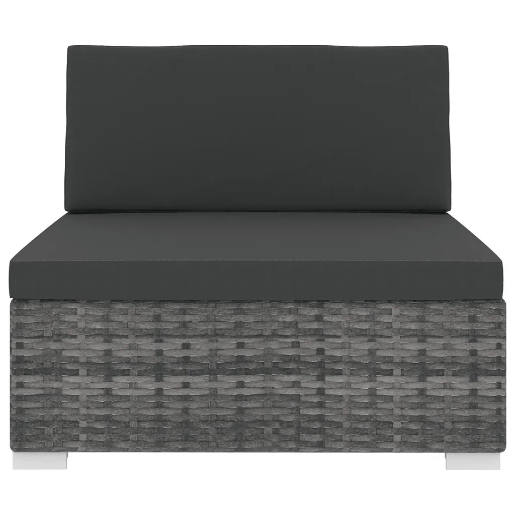 Seduta Centrale Modulare con Cuscini in Polyrattan Grigio 48290