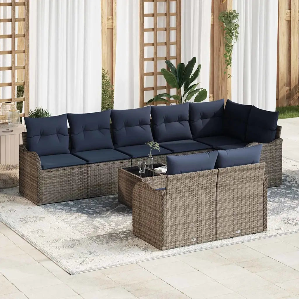 Set Divano da Giardino 9 pz Grigio polyrattan 3345765
