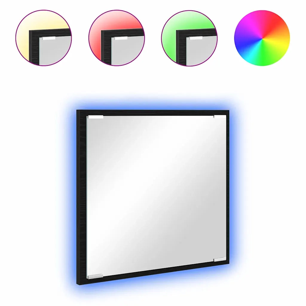 Specchio da Bagno | Specchio decorativo LED con specchio Rovere Nero 40 x 37 x 8.5 cm