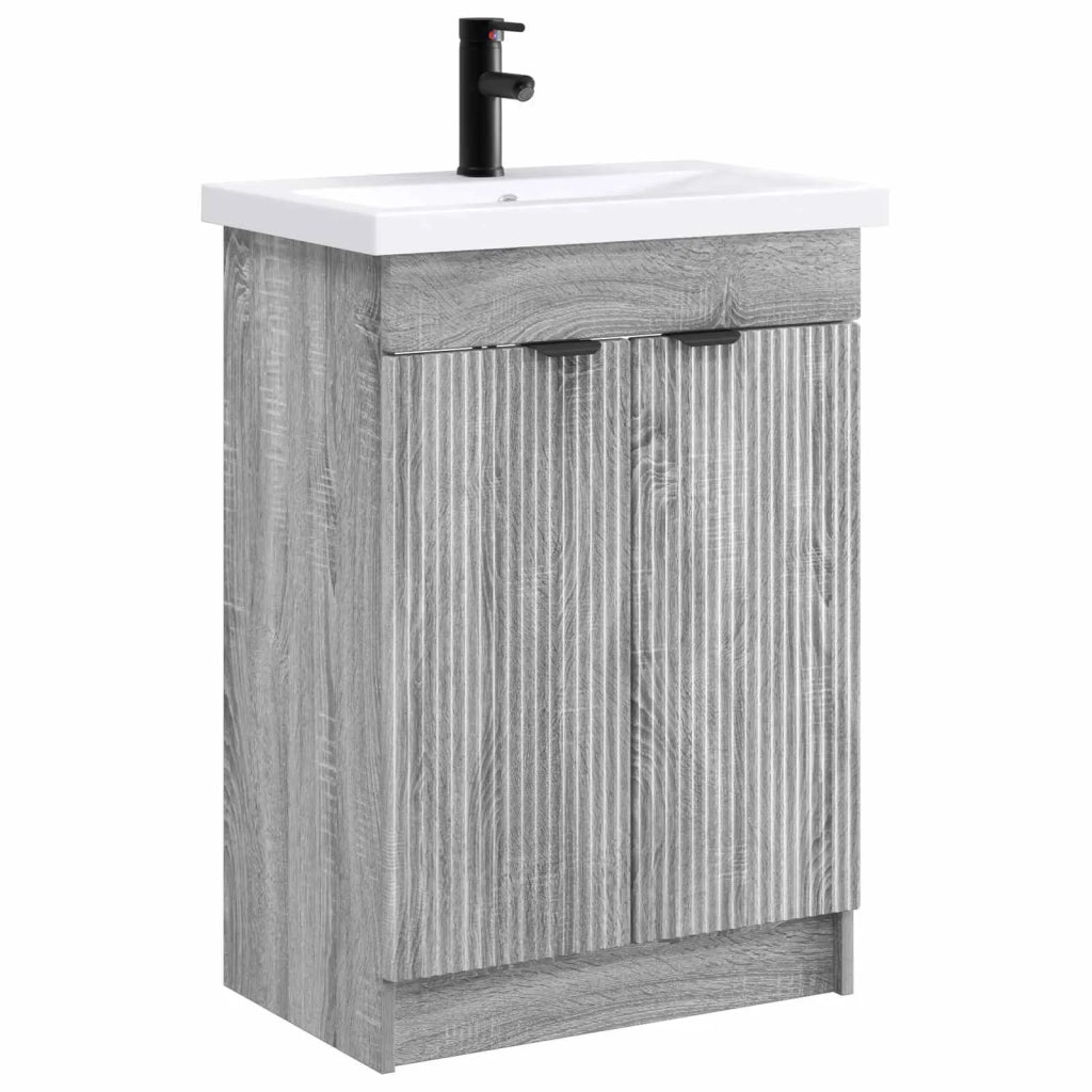 Set di mobili per il bagno Sonoma grigio 56 x 37,5 x 81 cm 3404150