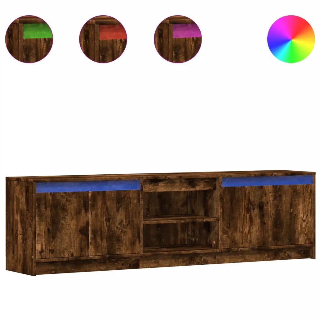 Mobile Porta TV con LED-Mobile per TV-Credenza TV Rovere Fumo 180x34x50cm in Truciolato 567547