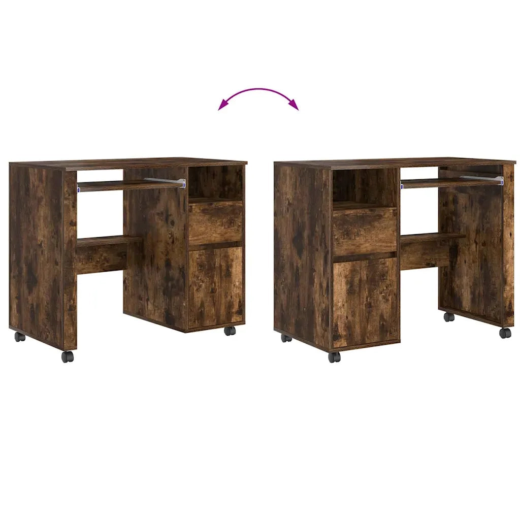 Scrivania con Ruote con cassetto Rovere fumé 91 x 50 x 77 cm 869534