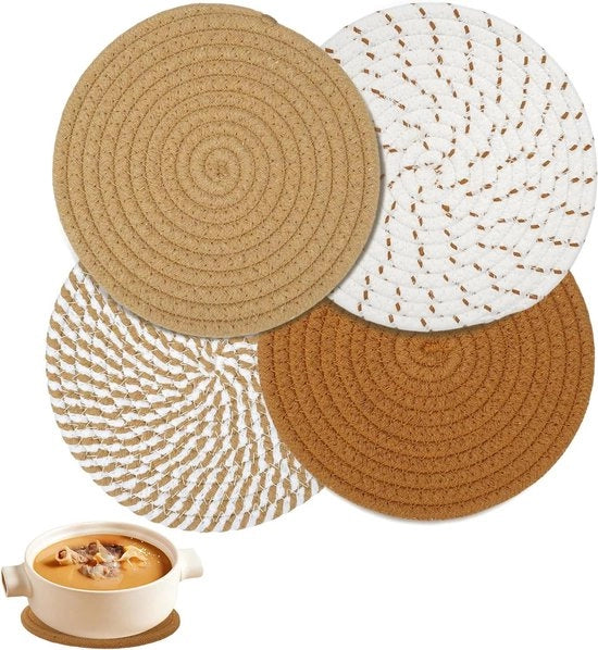 Set di 4 piedini termoresistenti - multifunzionali - 4 pezzi - cotone - 18 cm