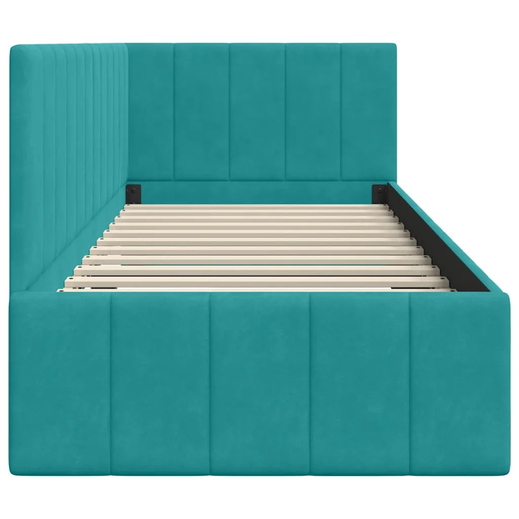 Cornice del letto ad angolo Turchese 80 cm x 200 cm Velluto 42016295
