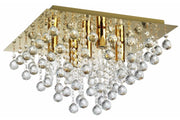 Plafoniera quadrata oro glamour cristalli 5xE14 Reality