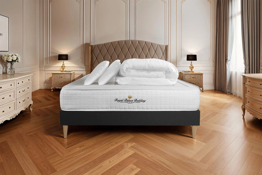 Pacchetto letto completo - Materasso 180x200cm + Box spring con doghe (kit) + 2 cuscini + Piumino - Balmoral