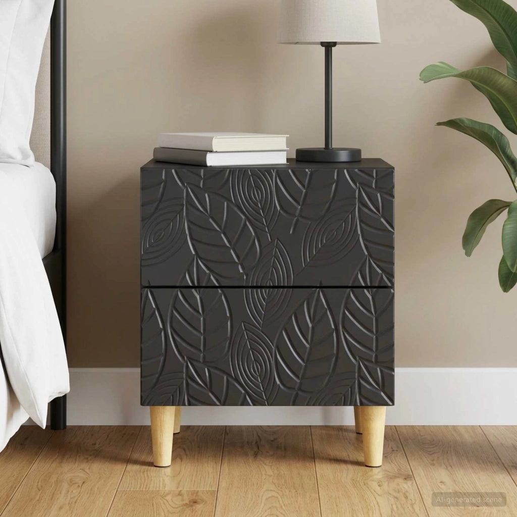 Comodino Nero 43 x 34,5 x 48 cm Legno ingegnerizzato 894987