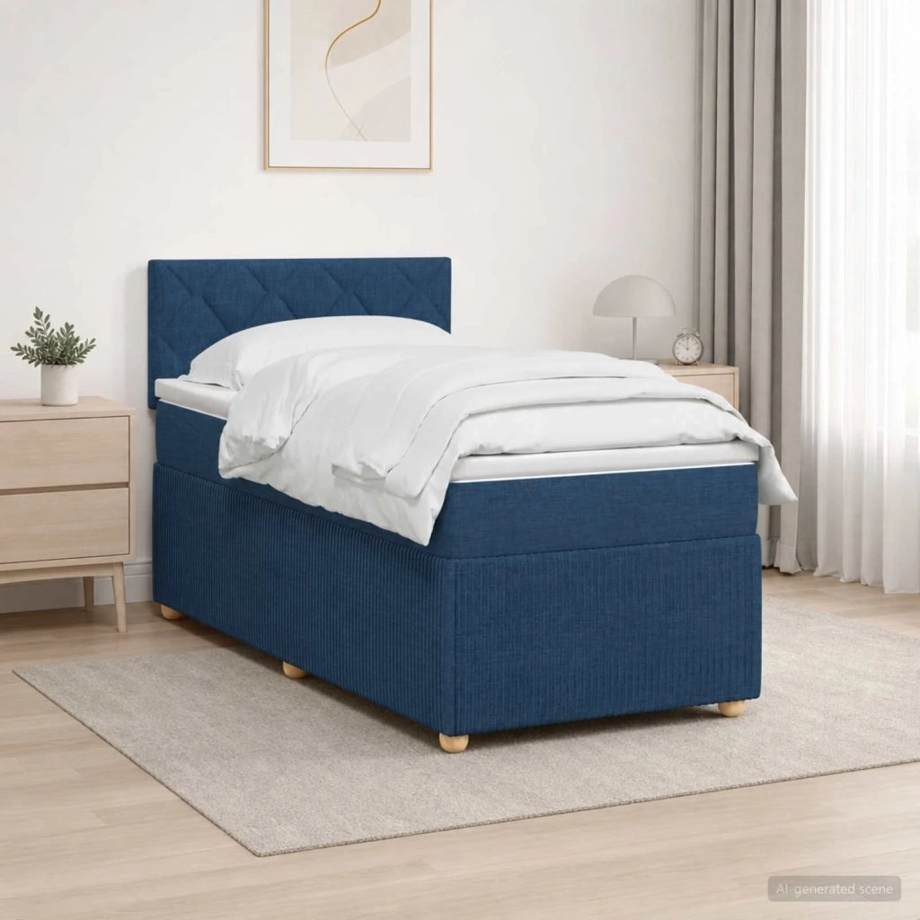 Letto box spring con materasso Blu 100 x 200 cm Tessuto 3452875
