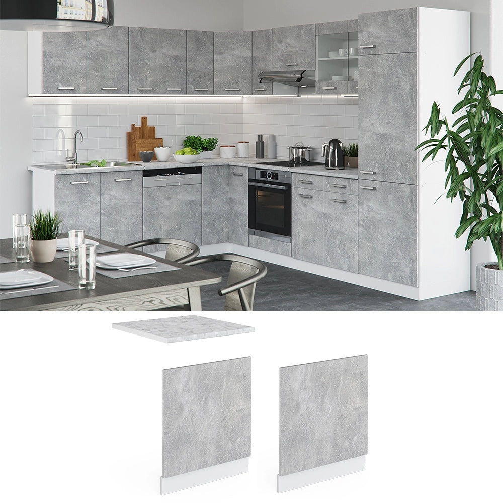 Pannello frontale R-Line Calcestruzzo/Bianco 60 cm, PL Rovere Vicco