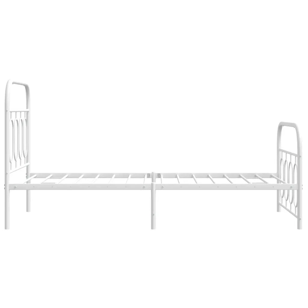 Giroletto con Testiera e Pediera Metallo Bianco 80x200 cm 377175