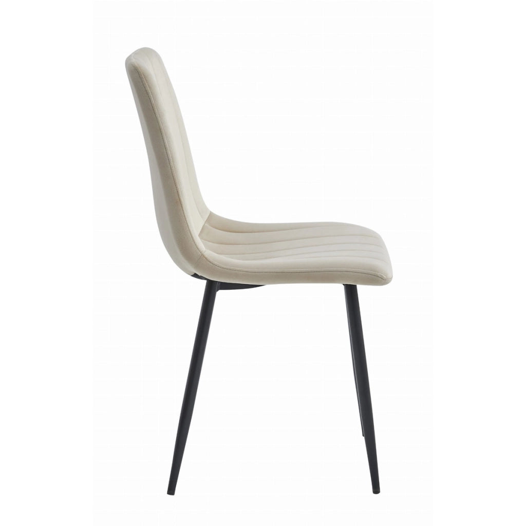 Set di 2 sedie Lava in velluto beige chiaro e metallo nero