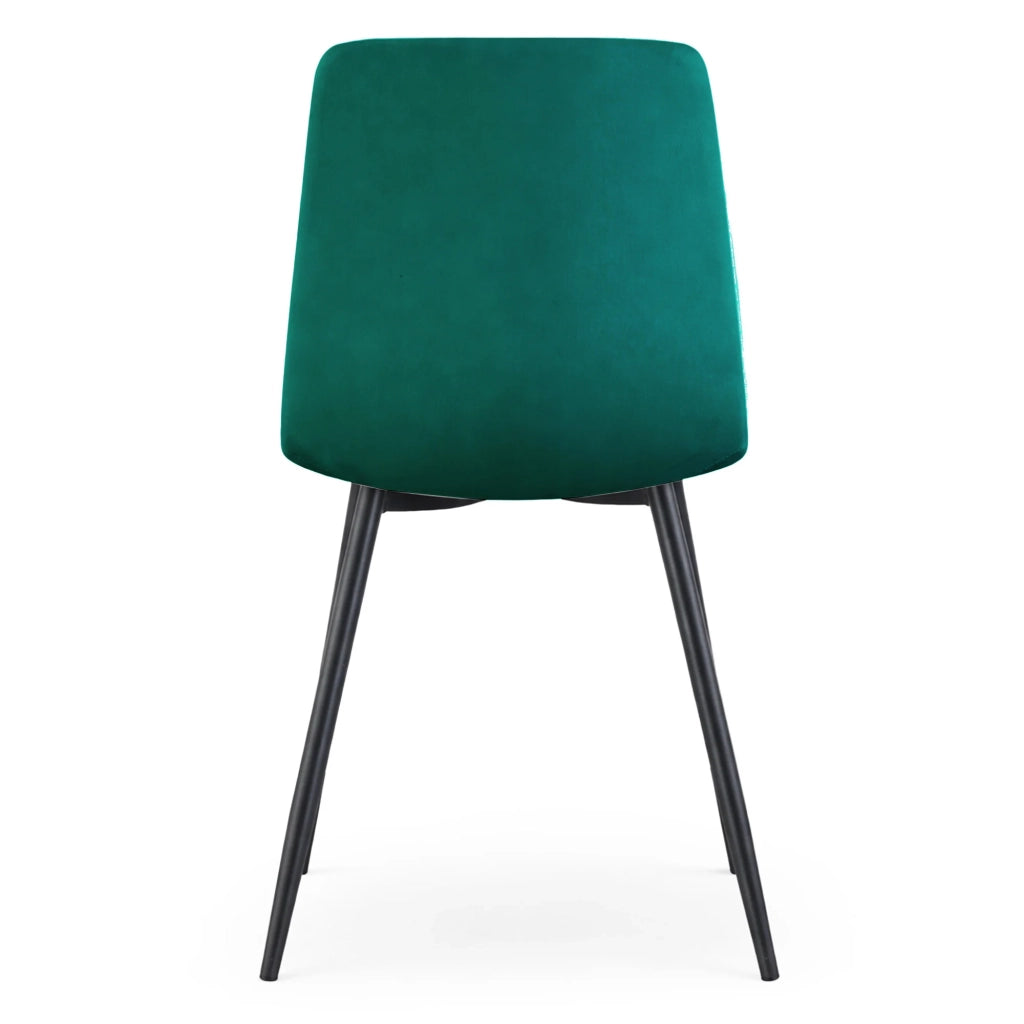 Set di 6 Sedie in velluto trapuntate MILO Verde Bottiglia gambe nere