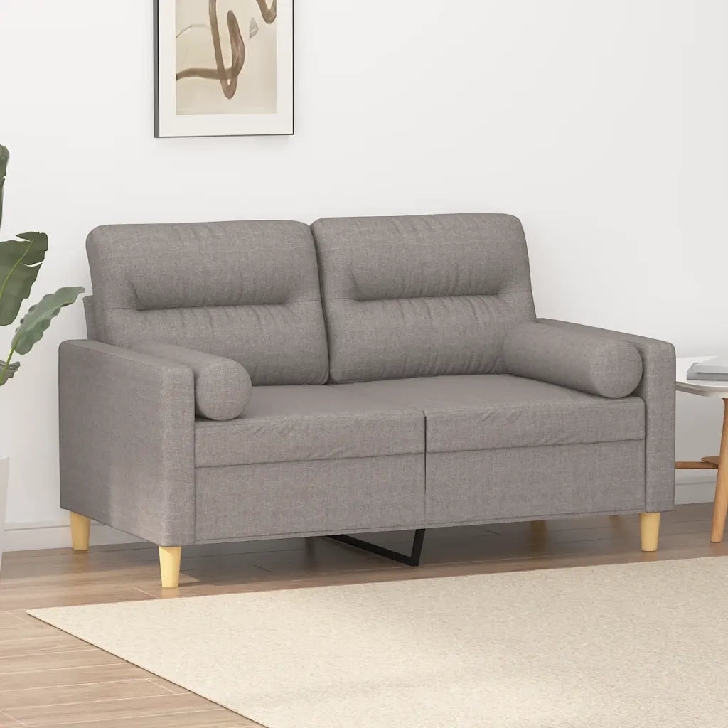 Divano a 2 Posti con Cuscini-Sofa 2 Posti con Cuscini Tortora 120 cm in Tessuto 444282
