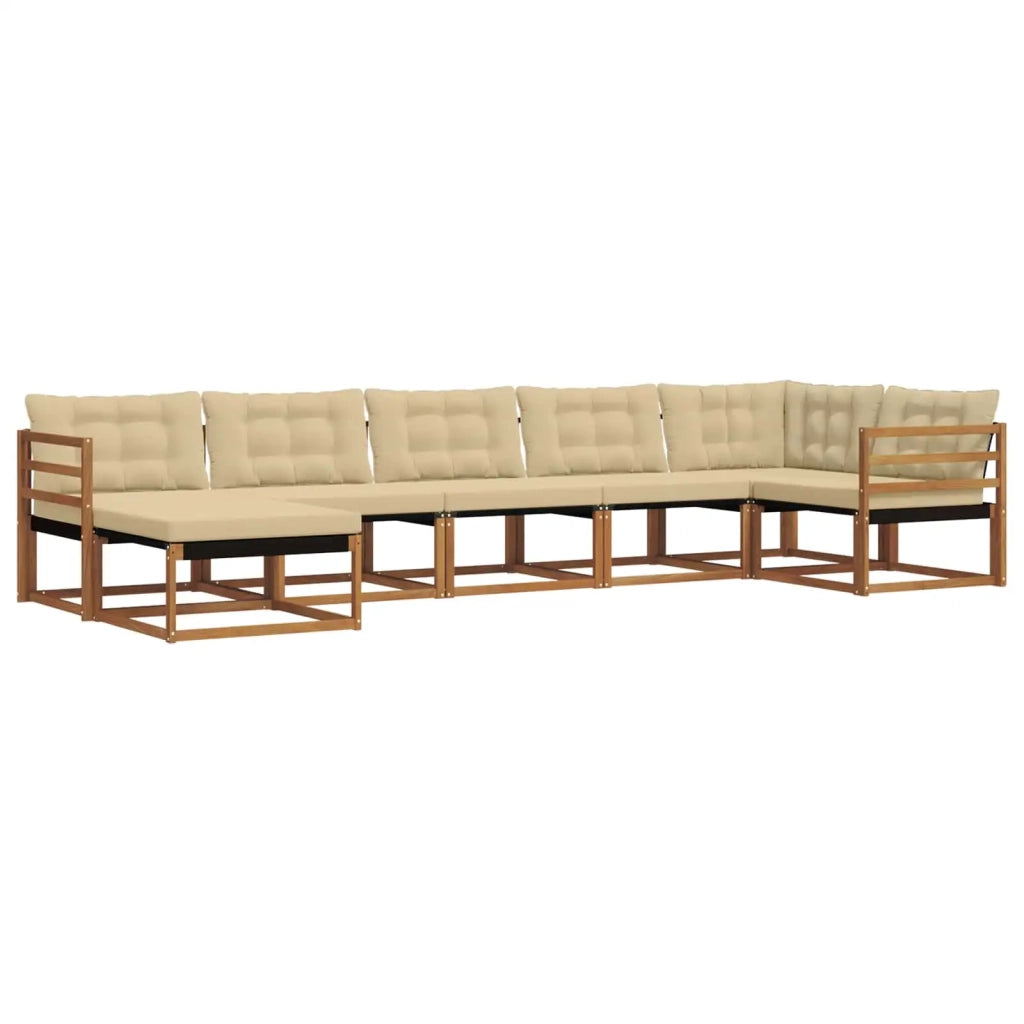 Set di divani da esterno con cuscino 7 pcs Naturale e Beige 3369664