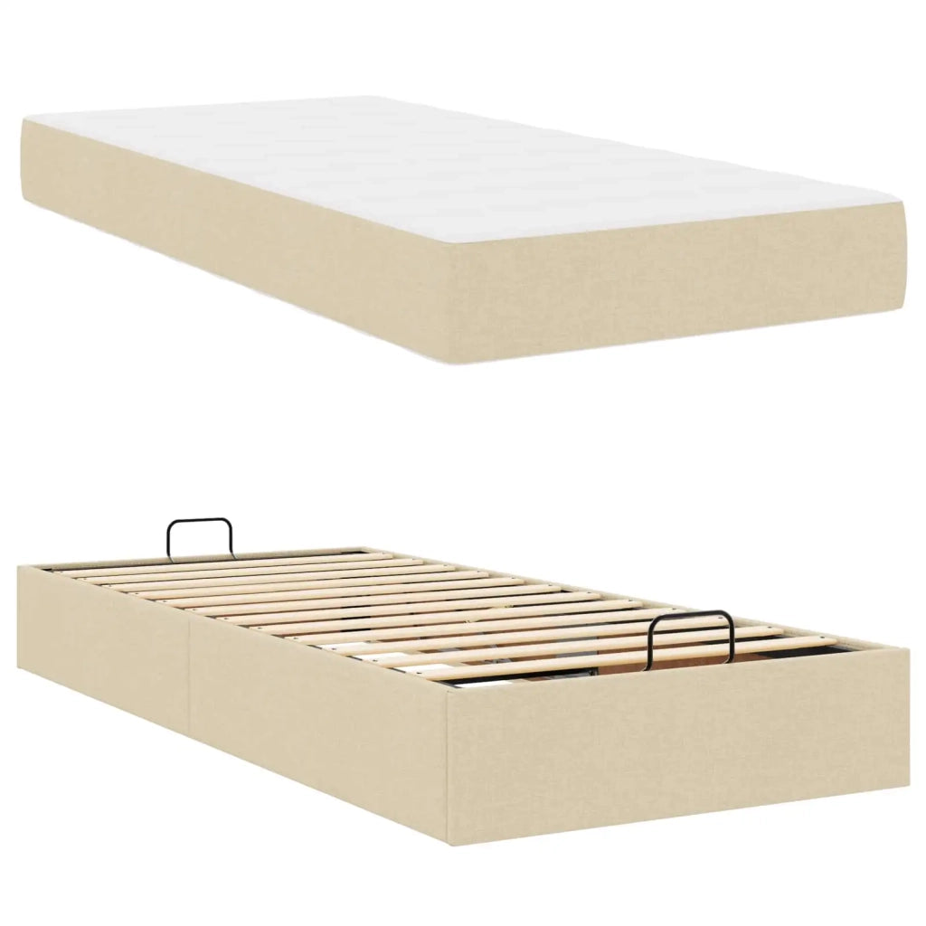 Struttura letto con materasso 2 pcs-Giroletto Crema Tessuto 347906