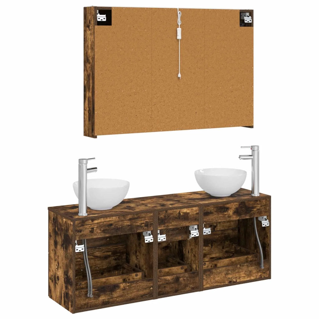Set di mobili per il bagno 4 pcs Rovere Fumo 3406707
