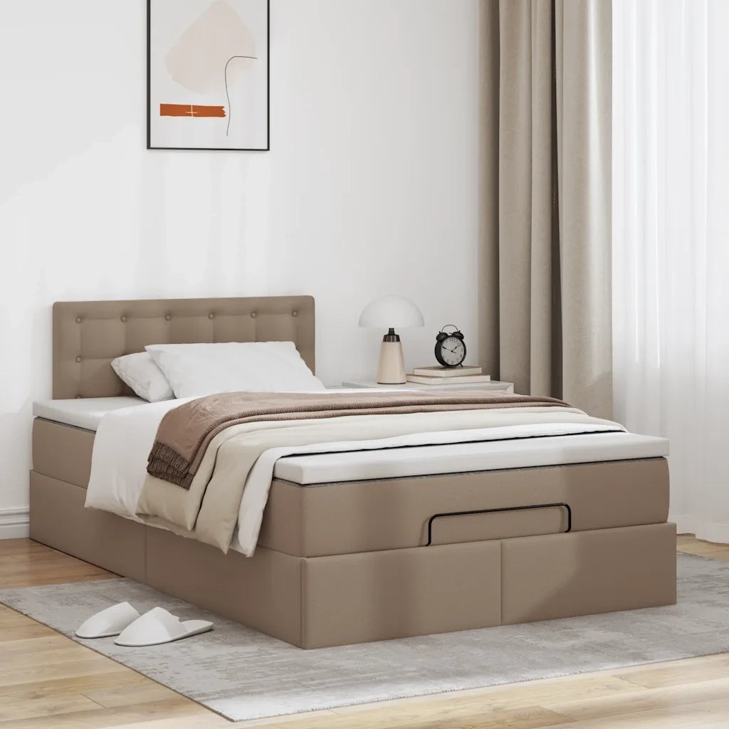 Pouf Letto con Materassi e LED Cappuccino 120x190 cm Similpelle 3312146