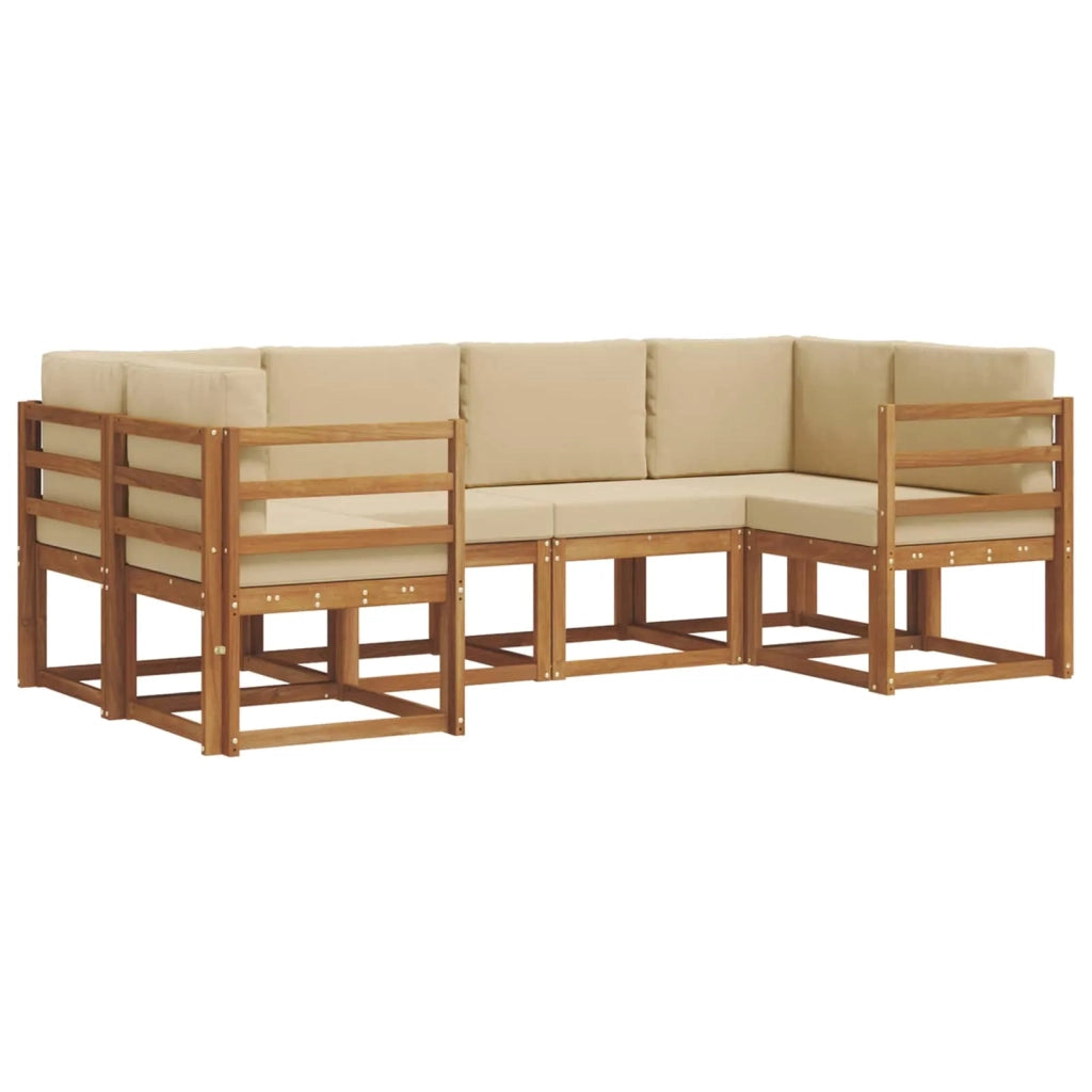Set di divani da esterno con cuscino 6 pcs Naturale e Beige 3366871